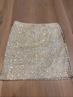 Banana Republic Woman Size 4 Gold Sequin Mini Skirt.